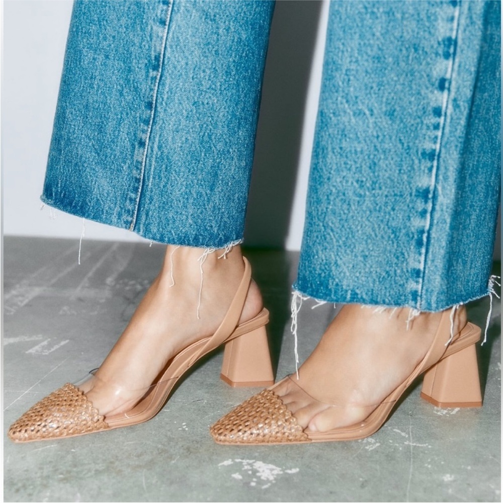 Zara Tan Block Heel Sandals
